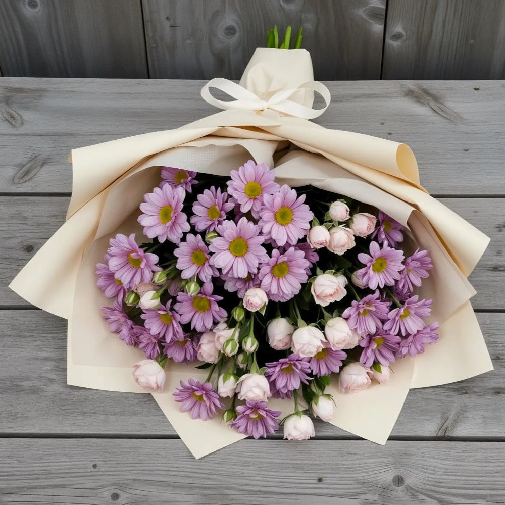 Букет цветов из: Розы и Хризантемы в Егорово