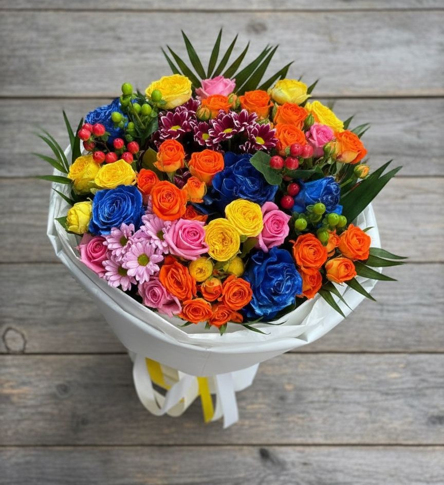 Букет цветов из: Розы и Хризантемы в Егорово