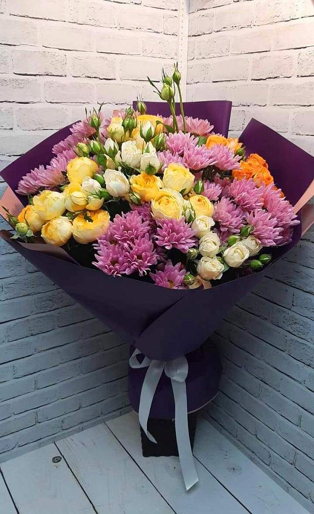 Букет цветов из: Хризантемы и Розы в Егорово