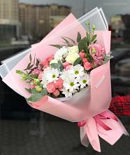 Букет цветов из:  Розы, Лизиантусы и Хризантемы в Егорово