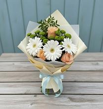 Букет цветов из:  Герберы, Розы и Хризантемы в Егорово
