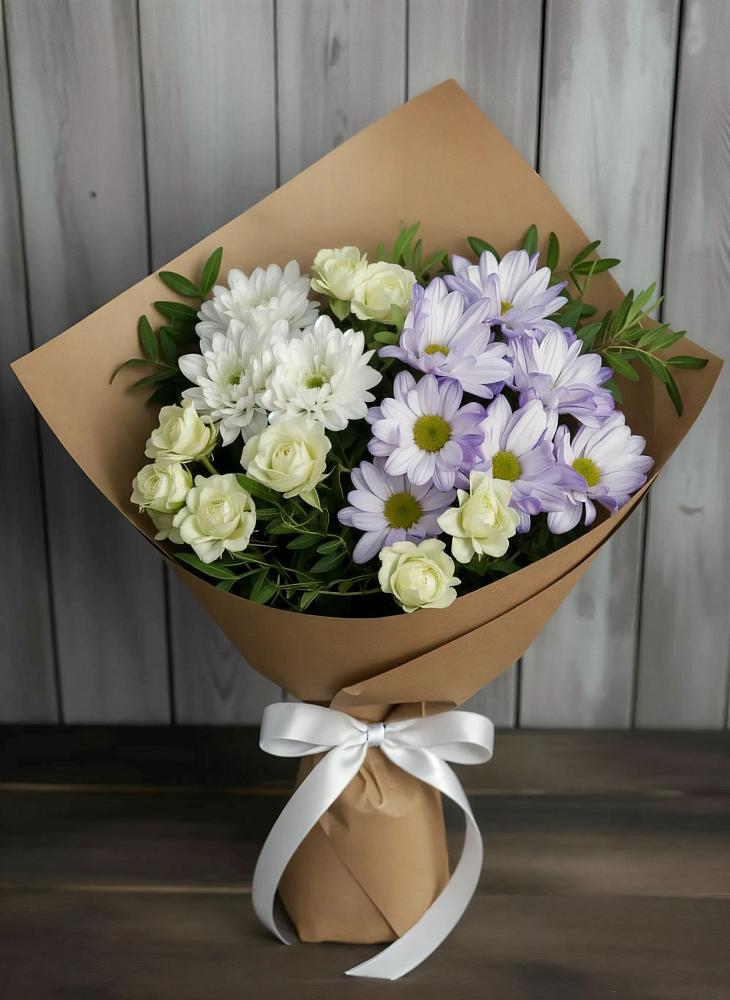 Букет цветов из: Хризантемы и Розы в Егорово