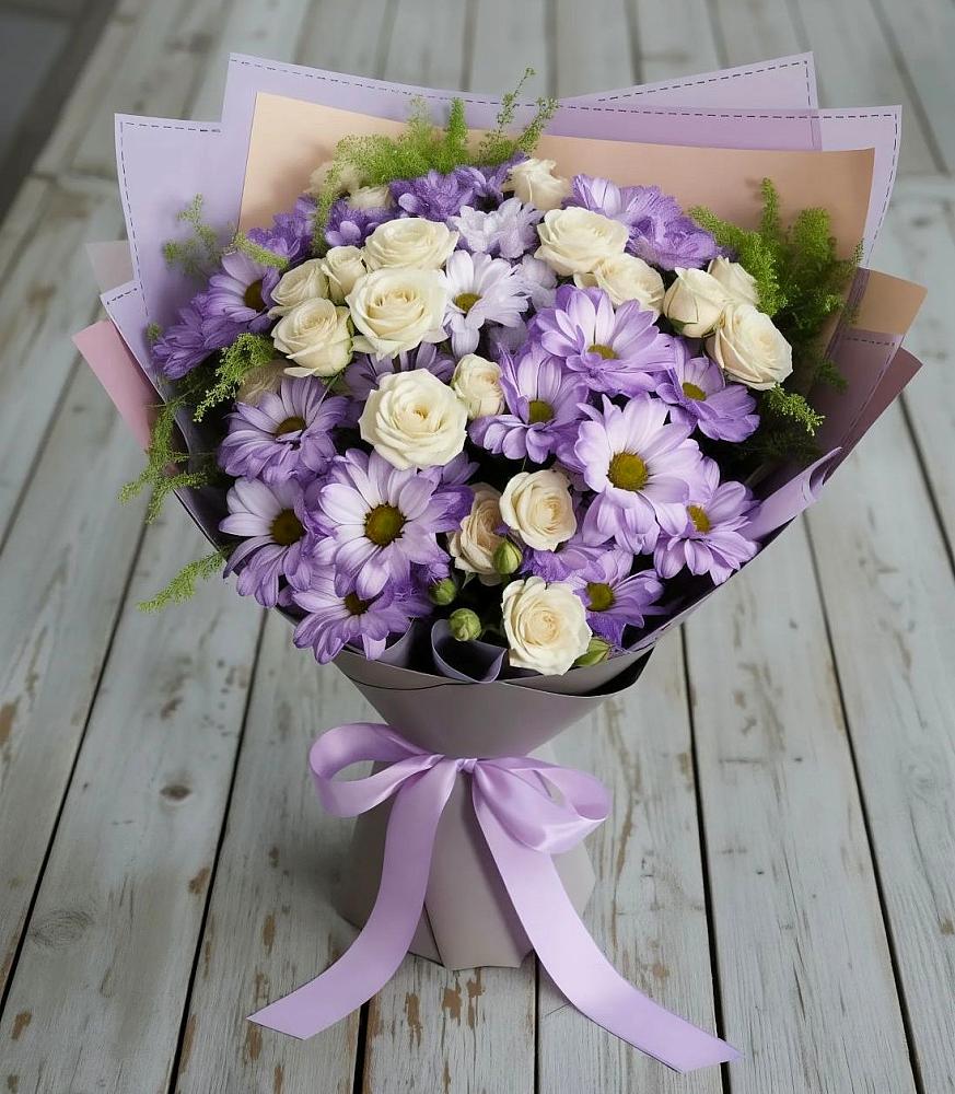 Букет цветов из: Хризантемы и Розы в Егорово